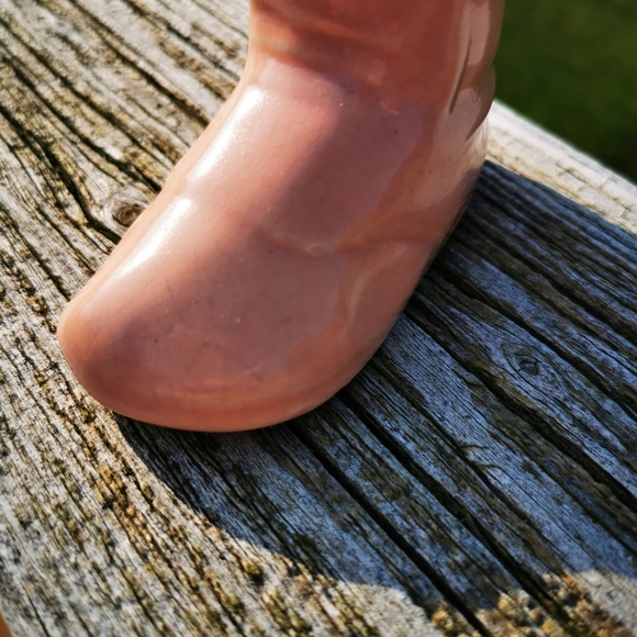 Vintage Porcelain Salmon Pink Baby Shoe Planter - Picture 3 of 14